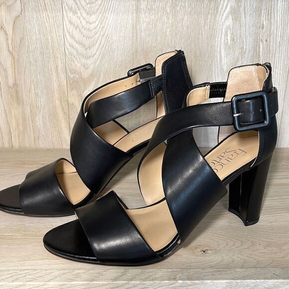 Franco Sarto Women’s Habra Sandal Heel Open Toe Strappy Buckle‎ Size 7.5 M Black - Picture 3 of 8